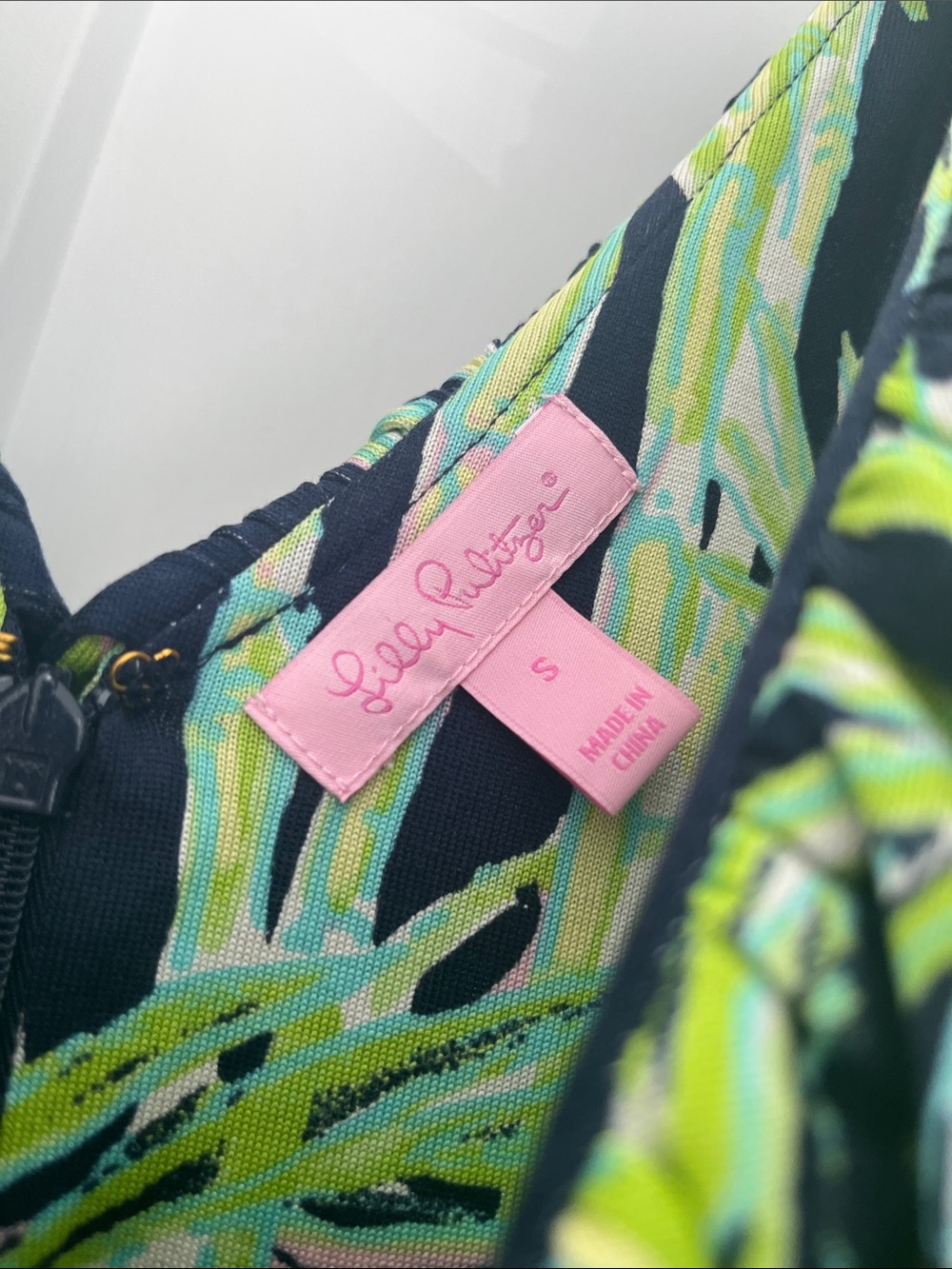 Lilly Pulitzer Navy and Lime Green Palm-Print Maxi Dress - Picture 5 of 9